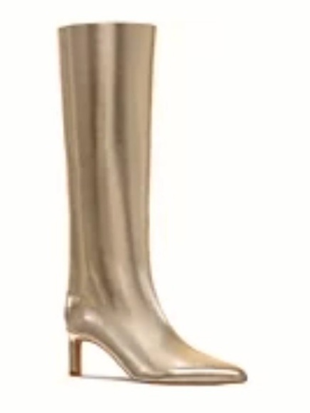 Gold Knee-High Stovepipe Pointed Toe Boot
